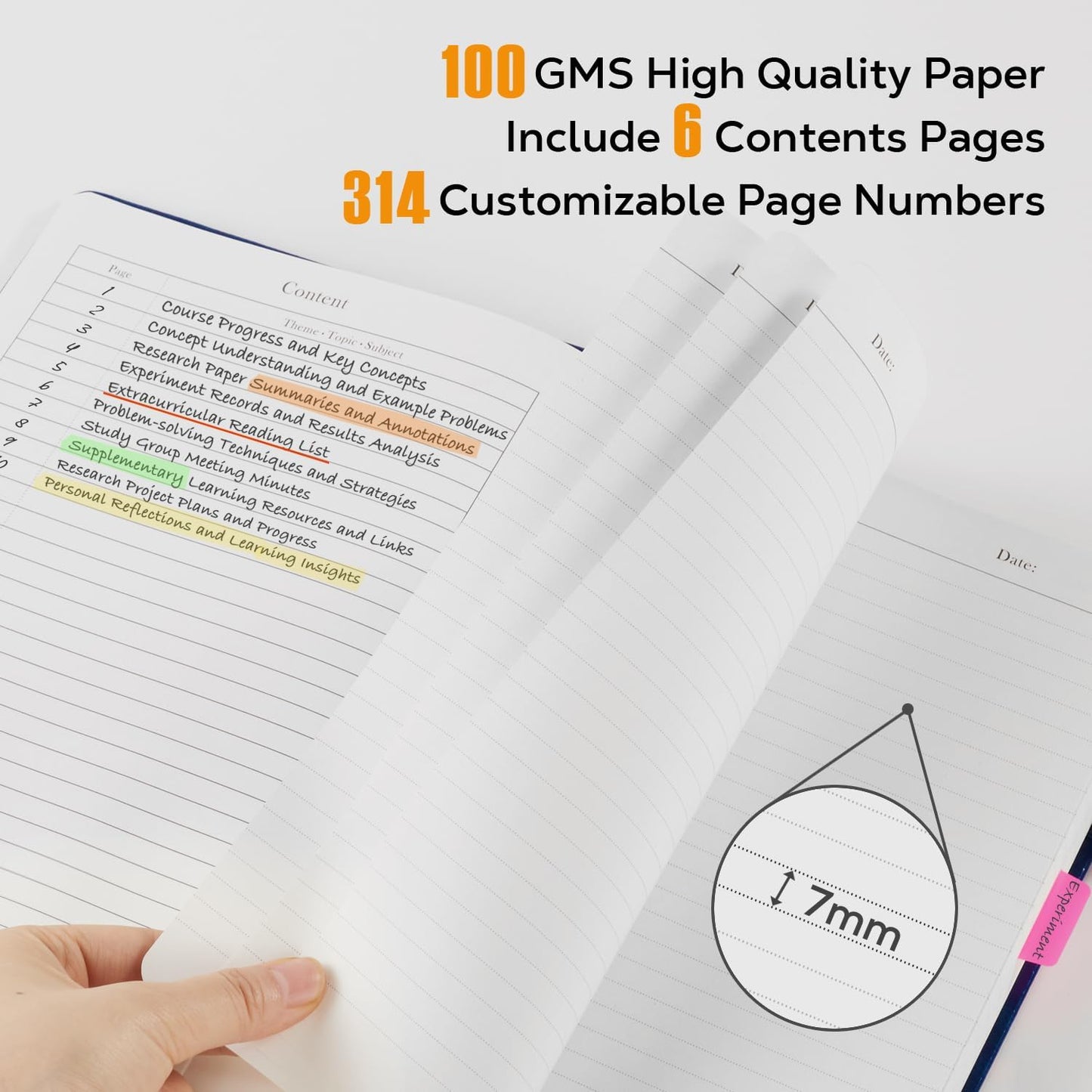 Hardcover Lined Notebook Journal for Writing, 320 Pages Leather Thick College Ruled Notebook Journal with 100GSM Paper, A5 (5.7'' X 8.4'') Daily Journal for Women Men Work Organization, Black