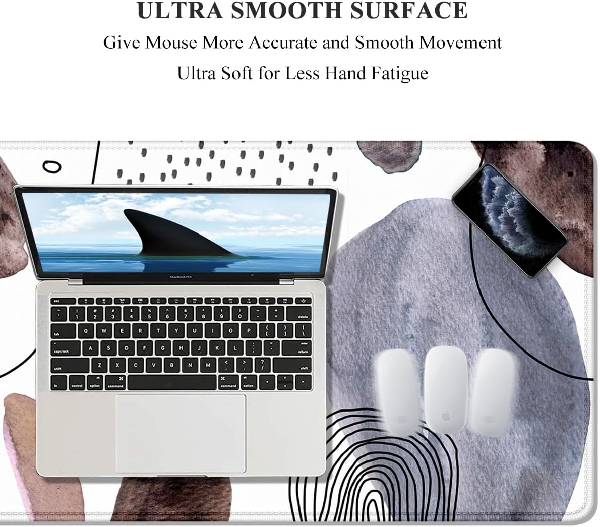 Auhoahsil Large Mouse Pad, XXL Gaming Mousepad, Desk Mat for Desktop, Thick Rubber, Big & Long Size, Stitched Edges, Full Desk Pad for Laptop & Computer, Extended 31.5 x 11.8 in, Watercolor Stone