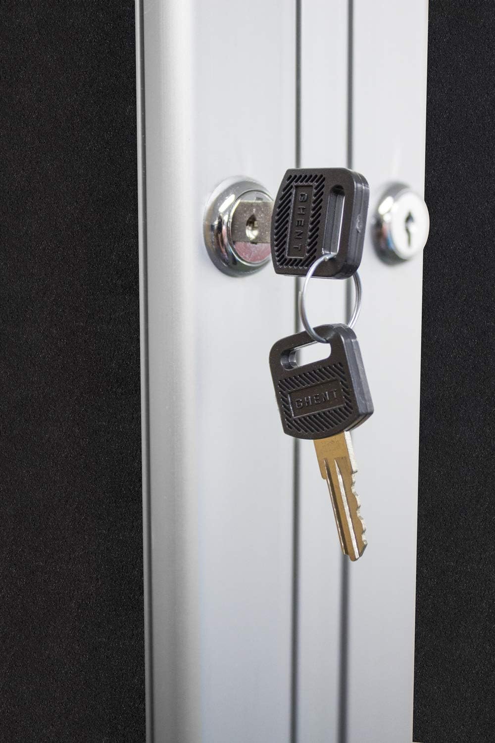 Ghent 48"x96" 3-Door Outdoor Enclosed Vinyl Bulletin Board, Shatter Resistant, with Lock, Satin Aluminum Frame - Caramel (PA34896VX-181), Made in the USA