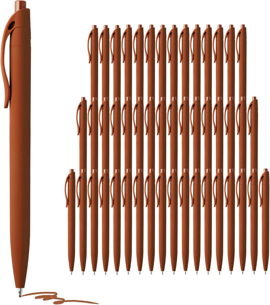 deegtran Pens Bulk, 50 Pack No Bleed Brown Click Pen, Wholesale Retractable Ballpoint Pens, Pens Medium Point, Smooth Ink Pens, 1.0MM Brown Ink