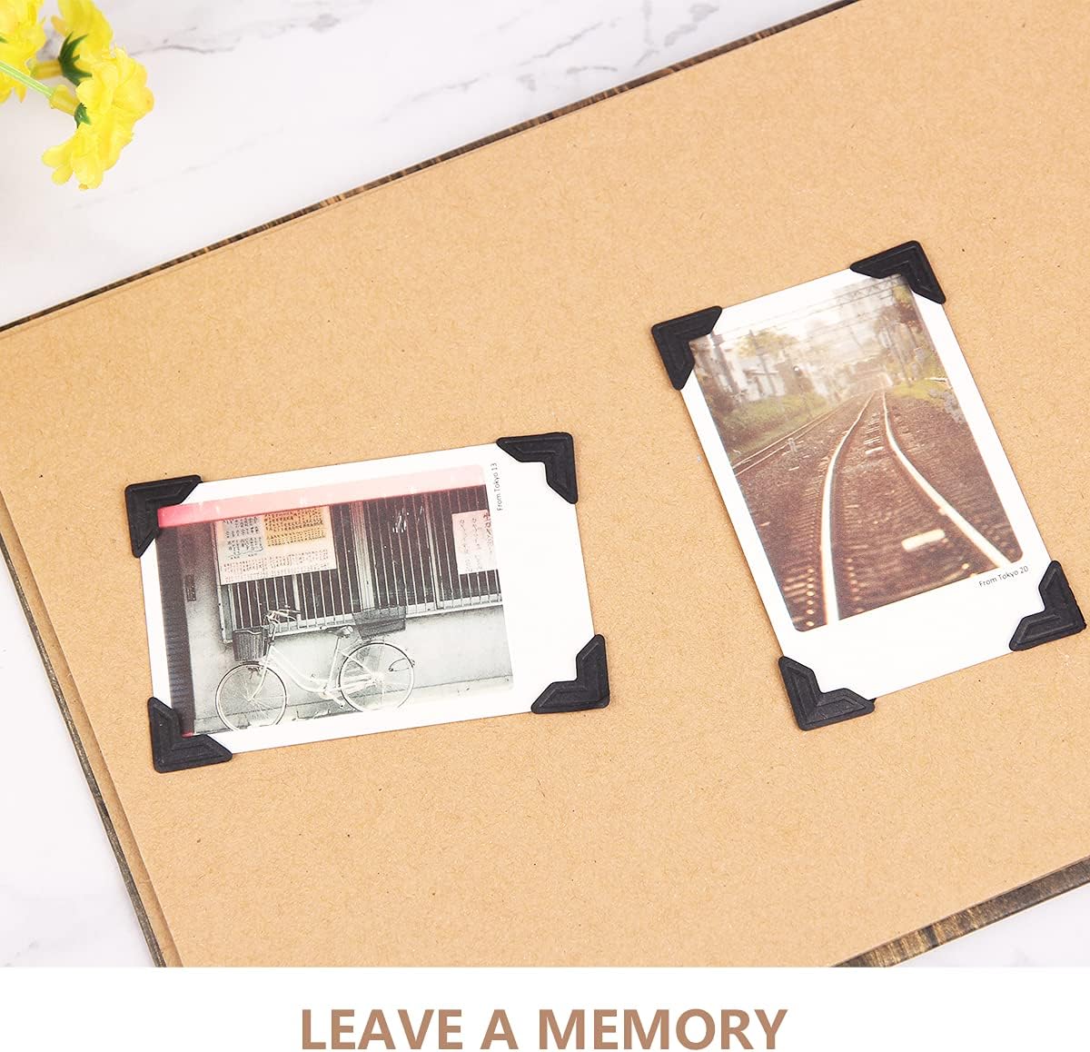 GOONAVI 15 Sheets 360 Pcs Black Acid-Free Photo Corners Mounting Self Adhesive for DIY Photo Album Journal