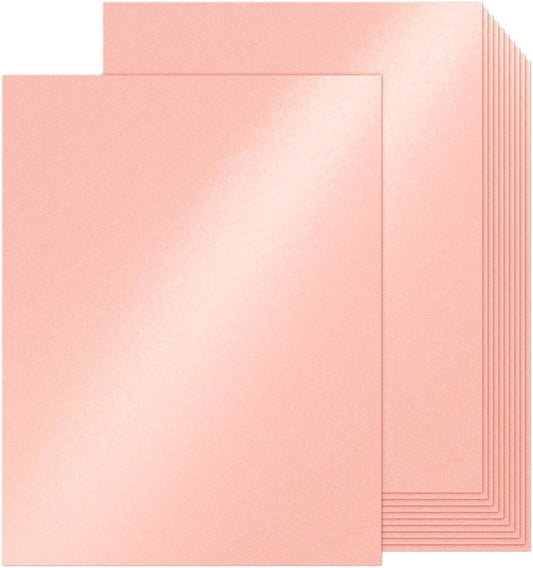 100 Sheets Pink Shimmer Cardstock 8.5 x 11 Iridescent Paper, Goefun 80lb Card Stock Printer Paper for Invitations, Valentines Day, Crafts, DIY Cards