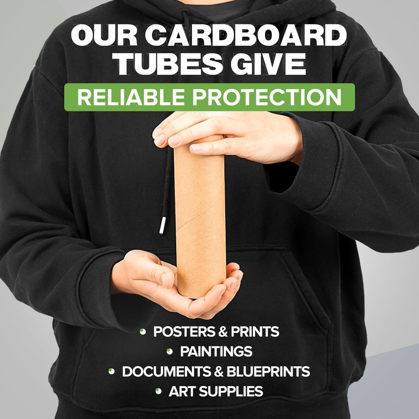 2" x 12" Reinforced Kraft Paper Mailing Tubes, Pack of 2 Tubes with 2 Caps Each – USPS Approved Poster Tube – Made in USA Cardboard Tube for Shipping and Storing Posters, Prints, Artwork, or Documents