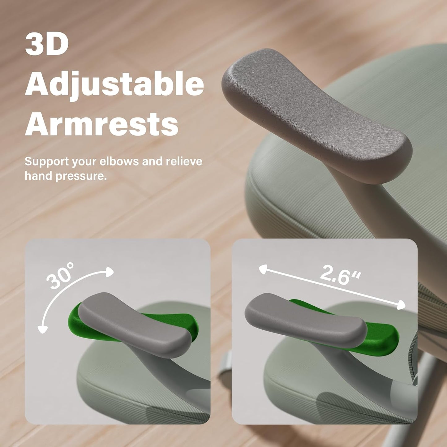 GYI Computer Desk Chair, Ergonomic Office Desk Chairs with Mesh Back, Adjustable Lumbar Support, Height, 3D Flip-up Arms, Wheels, Rocking Function, Grey