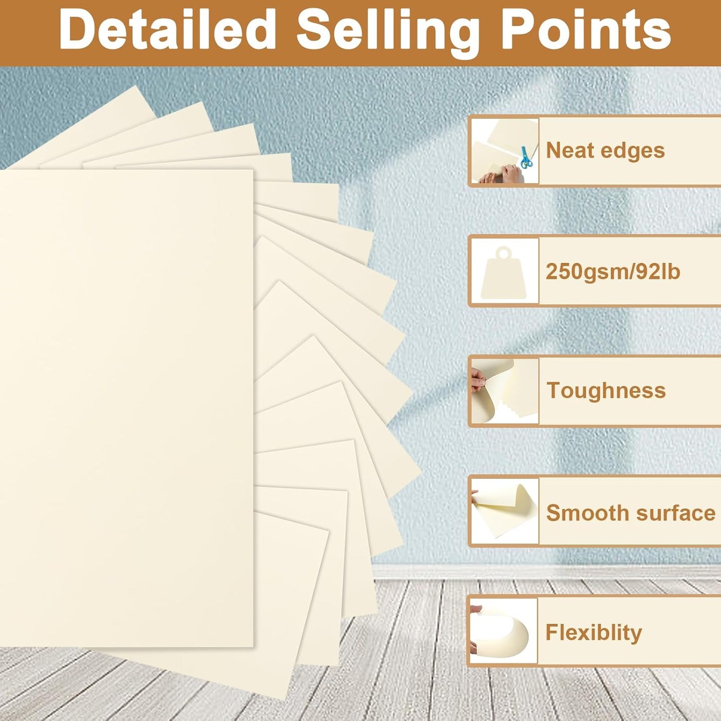 120 Sheets Cream Cardstock 8.5 x 11 Off White Paper, 92lb Ivory Card stock Certificate Paper for DIY Cards Making, Menus, Business Cards, Greeting Cards, Invitations
