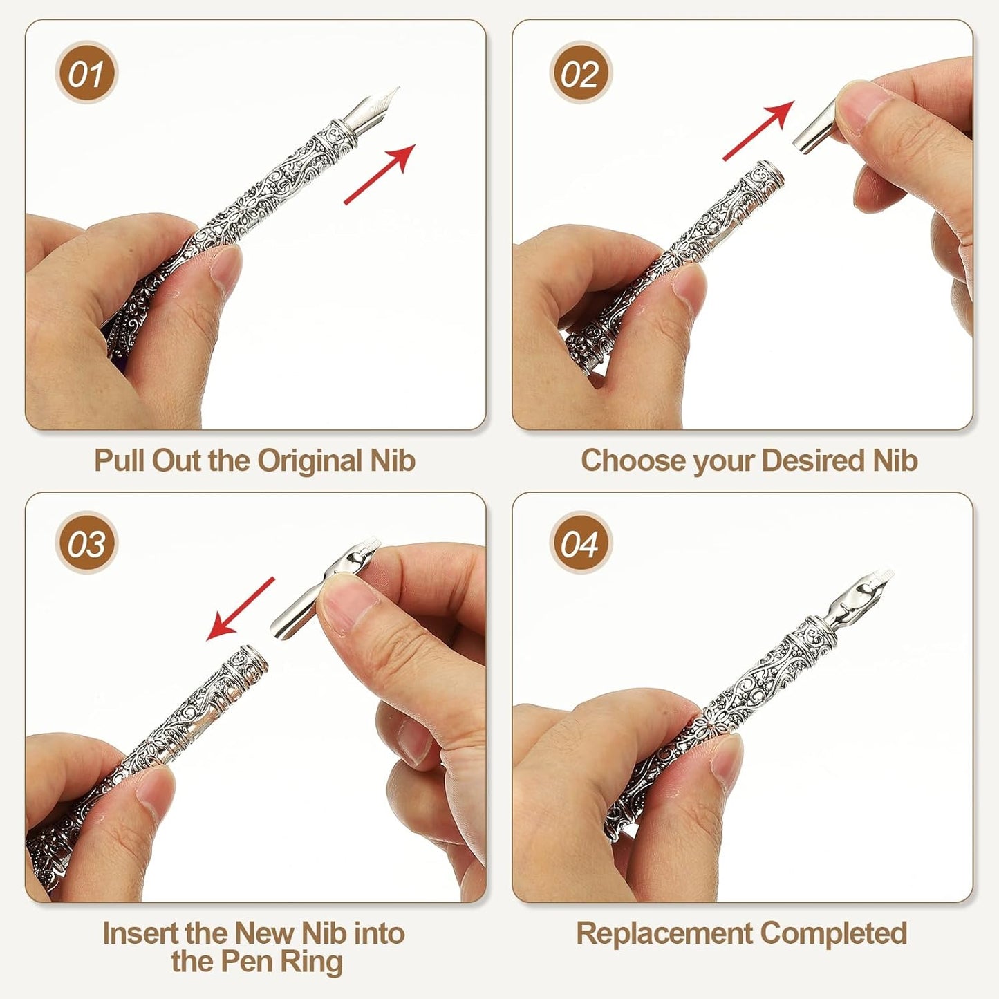 PATIKIL 26.5cm/10.4" Calligraphy Feather Quill Pen, Vintage Feather Dip Pen with 5 Replacement Nibs for Calligraphy Writing Wedding Office Gifts, Fruit Green