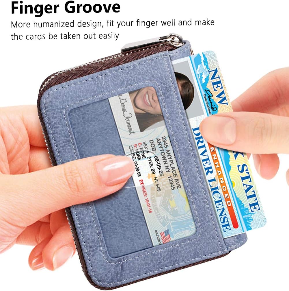 FurArt Zipper Wallet Women, RFID Blocking Credit Card Wallet, Business Card Holder, Compact Size KeyChain Wallet