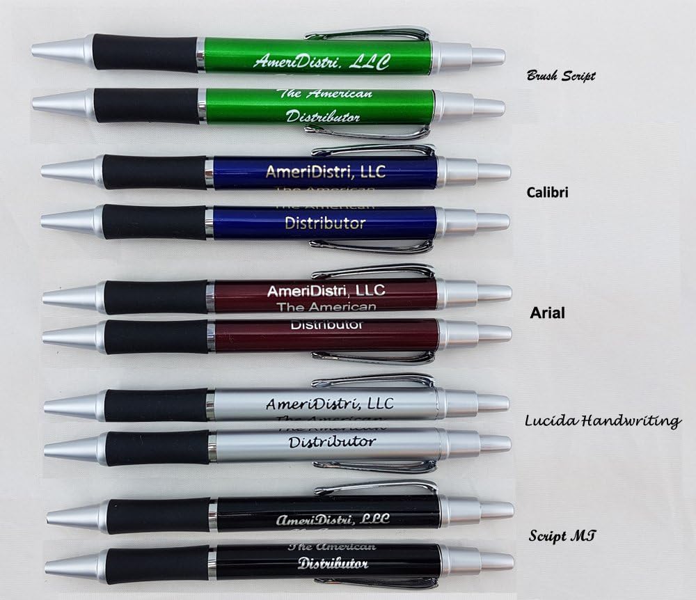 ezpencils - Personalized - Elegant Tip and Click Silver Accents on Blue Solid Color Body and Black Grip - Bullet Ballpoint Pens - 12 pkg - ** FREE PERZONALIZATION **
