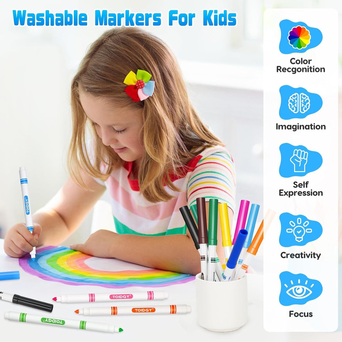 320 PCS Washable Markers for Kids, Colored Markers Bulk for School, Thin Marker Set in 16 Assorting Colors, Fine Line Marker with Conical Tip, Back to School Supplies, Classroom Must Haves