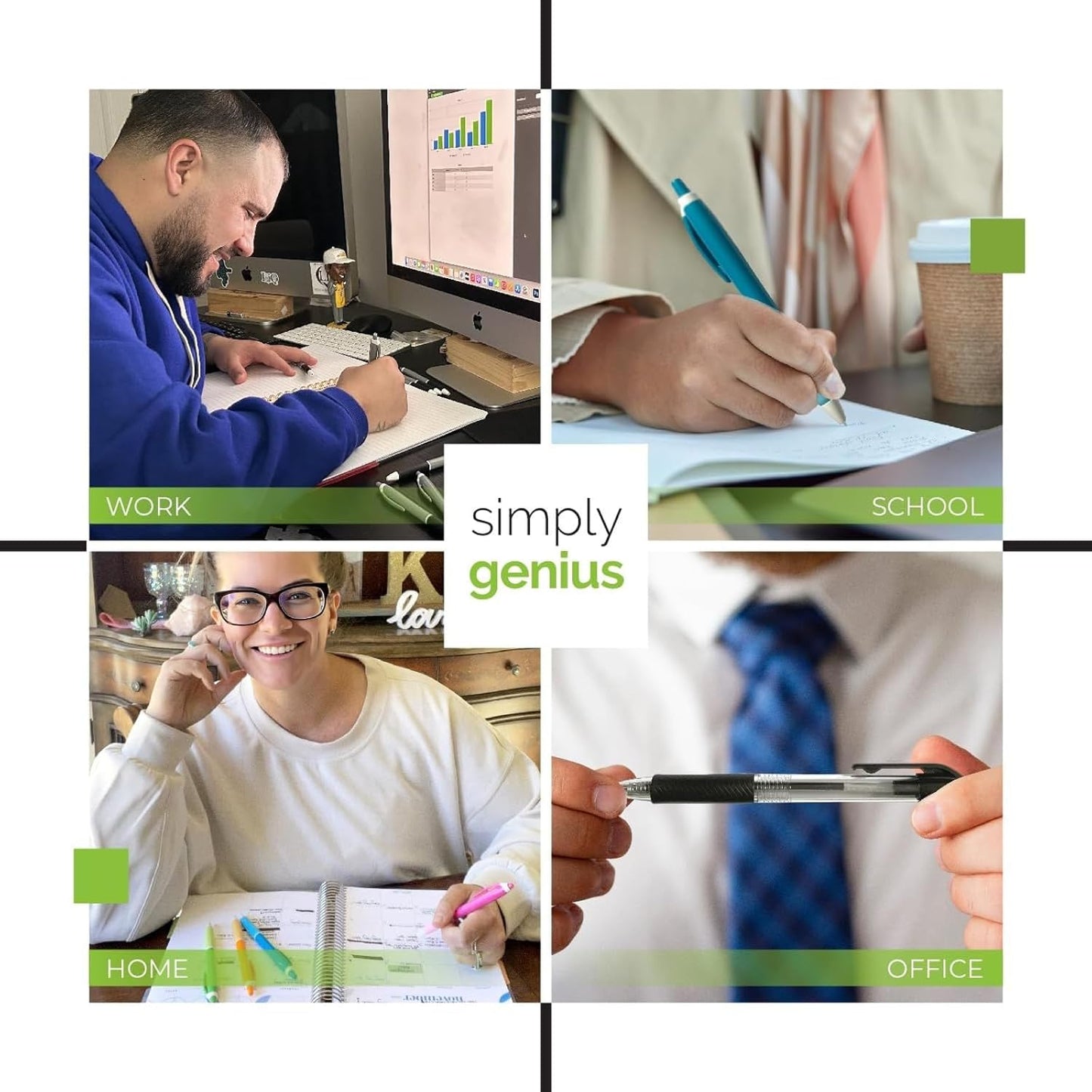 Simply Genius 100-Piece Retractable Ballpoint Pen Set, Bulk Office Supply with Black Ink - Ideal for Schools, Notebooks, Journals & More (Blue Pens Bulk)