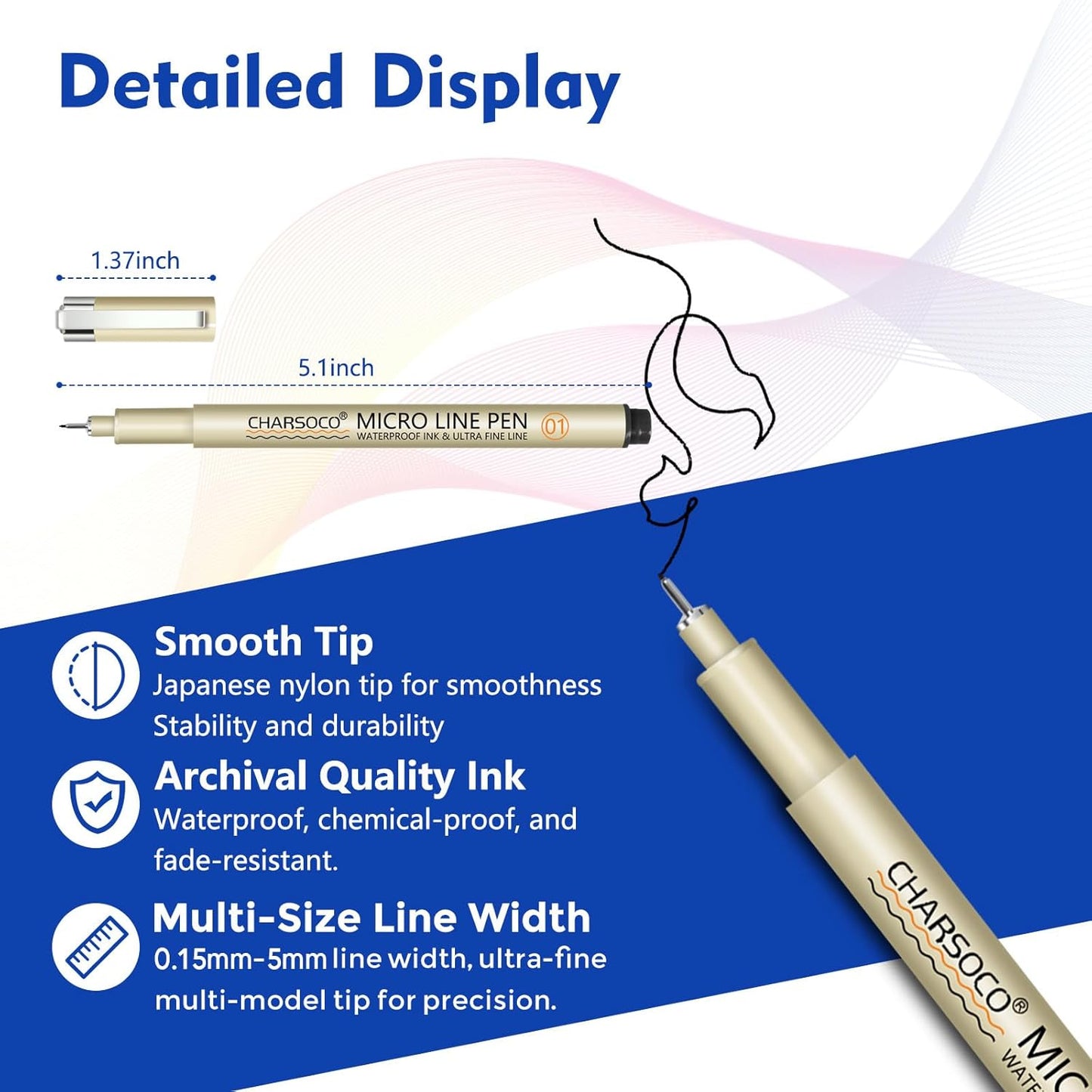 06 Micro Pen, Black Fine Point Pen with Waterproof Archival Ink, 0.5mm Fineliner Ink Pens for Artist Illustration, Sketching, Anime, Manga, Technical Drawing and Scrapbooking