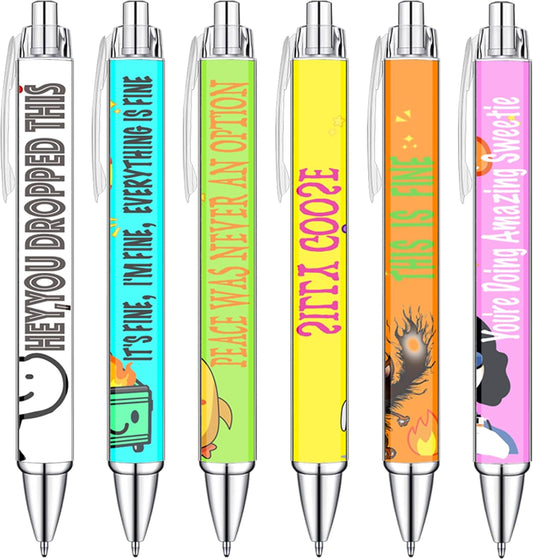 Idealmuzik 6pcs Funny Writing Pens with Sayings,Whimsical and Hilarious Designs,Unique Gift Idea for Nurses,Coworkers,Team,Teachers,Doctors,Party Favors