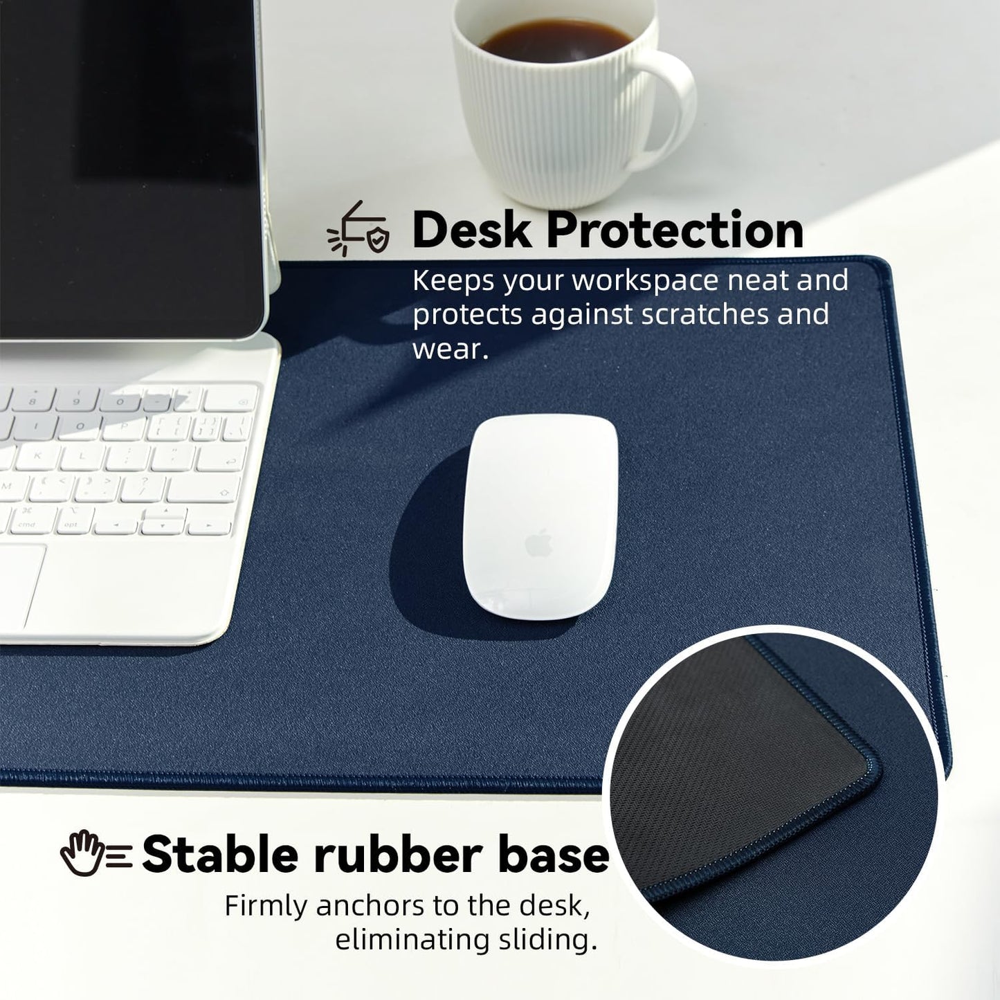 Waterproof Large Gaming Mouse Pad with Durable Stitched Edges, Non-Slip Rubber Base, Smooth Surface Mouse Mat Desk Pad for Home Office Gaming, 27.5"x11.8"x0.12", Dark Blue