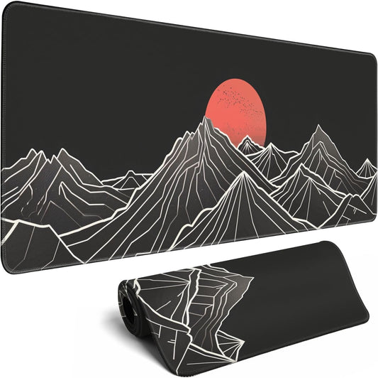 Minimalist Black Gaming Mouse Pad XL XL Large Mouse Pad Mat Long Extended Mousepad Desk Pad Non-Slip Rubber Mice Pads Stitched Edges Thin Pad (31.5x11.8 Inch)-Mountains