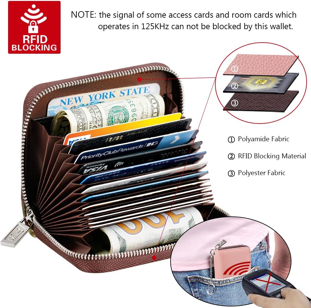 FurArt Zipper Wallet Women, RFID Blocking Credit Card Wallet, Business Card Holder, Compact Size KeyChain Wallet