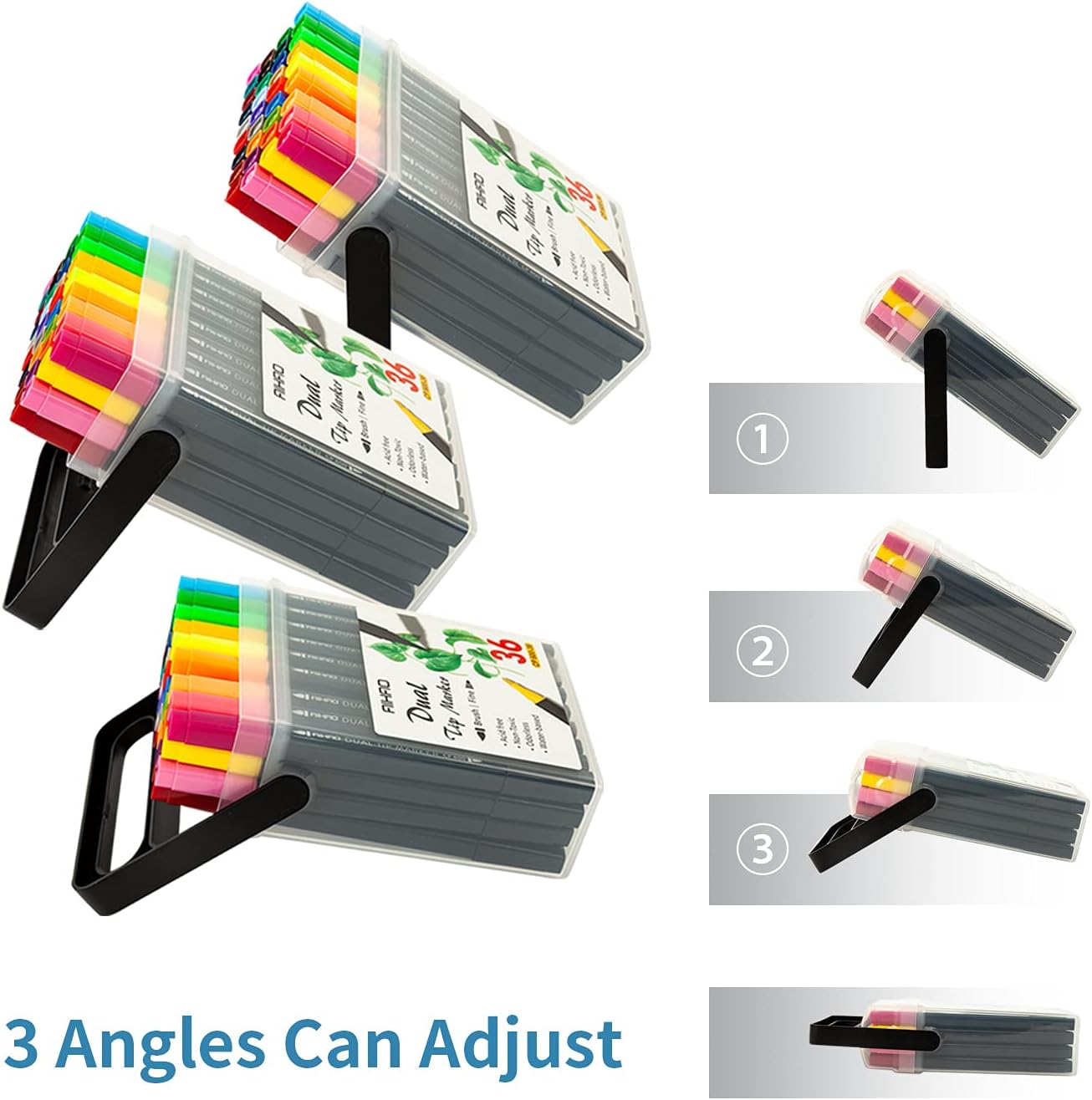 AIHAO Markers for Kids,Dual Tip Markers Set, Brush & Fine Tips, 36 Pack, Super Washable Marker With Stand Portable Box, Coloring, Doodling, Sketching, Art Supplies for Drawing, Journaling