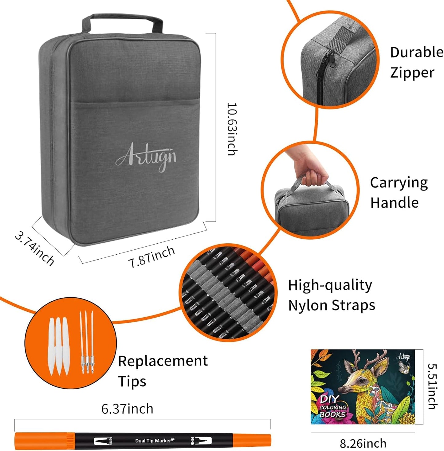 Dual Markers Brush Pens for Adult Kids Coloring Books, 168 Colors Art Marker Set with Fine & Brush Tip Pen for Bullet Journaling, Coloring, Drawing, Hand Lettering, Calligraphy, Art Supplies