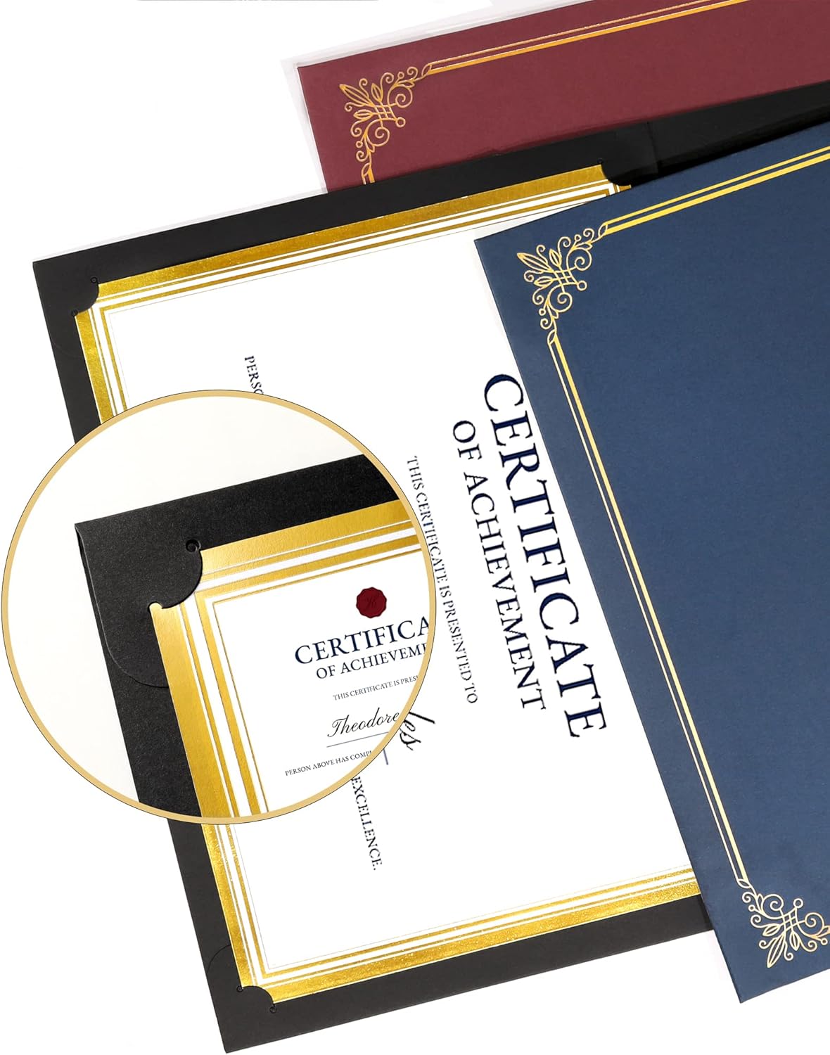 GNL Certificate Holders - 25 Packs Black Diploma Holders, Certificate Covers with Gold Foil Border, for Letter Size 8.5 x 11 Certificate Paper, Award, Graduation, Documents