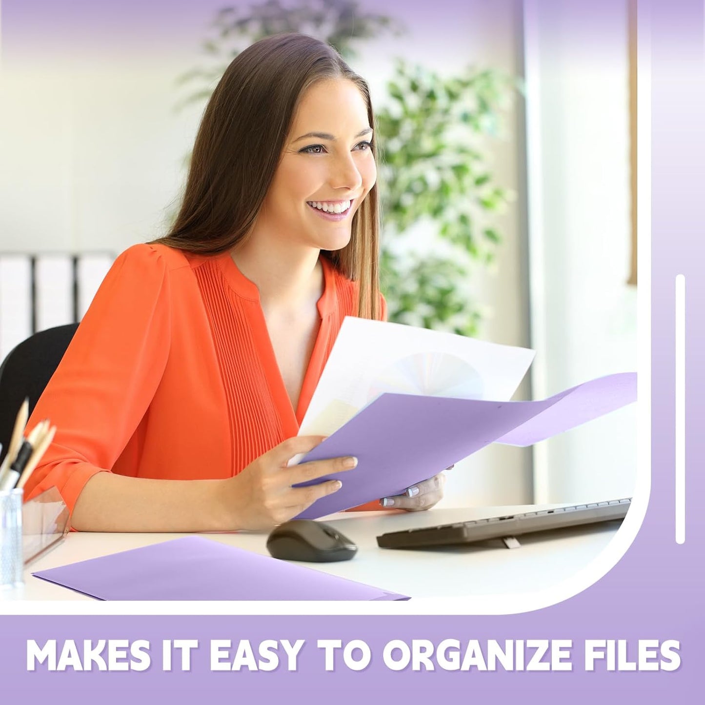 Gueevin 24 Pcs Plastic Folders with Pockets, Back to School Two Pocket Folder Fit Letter Size, Heavy Duty School Business Card Holder for Home Office, 11. 61 x 9. 45 Inches (Light Purple)