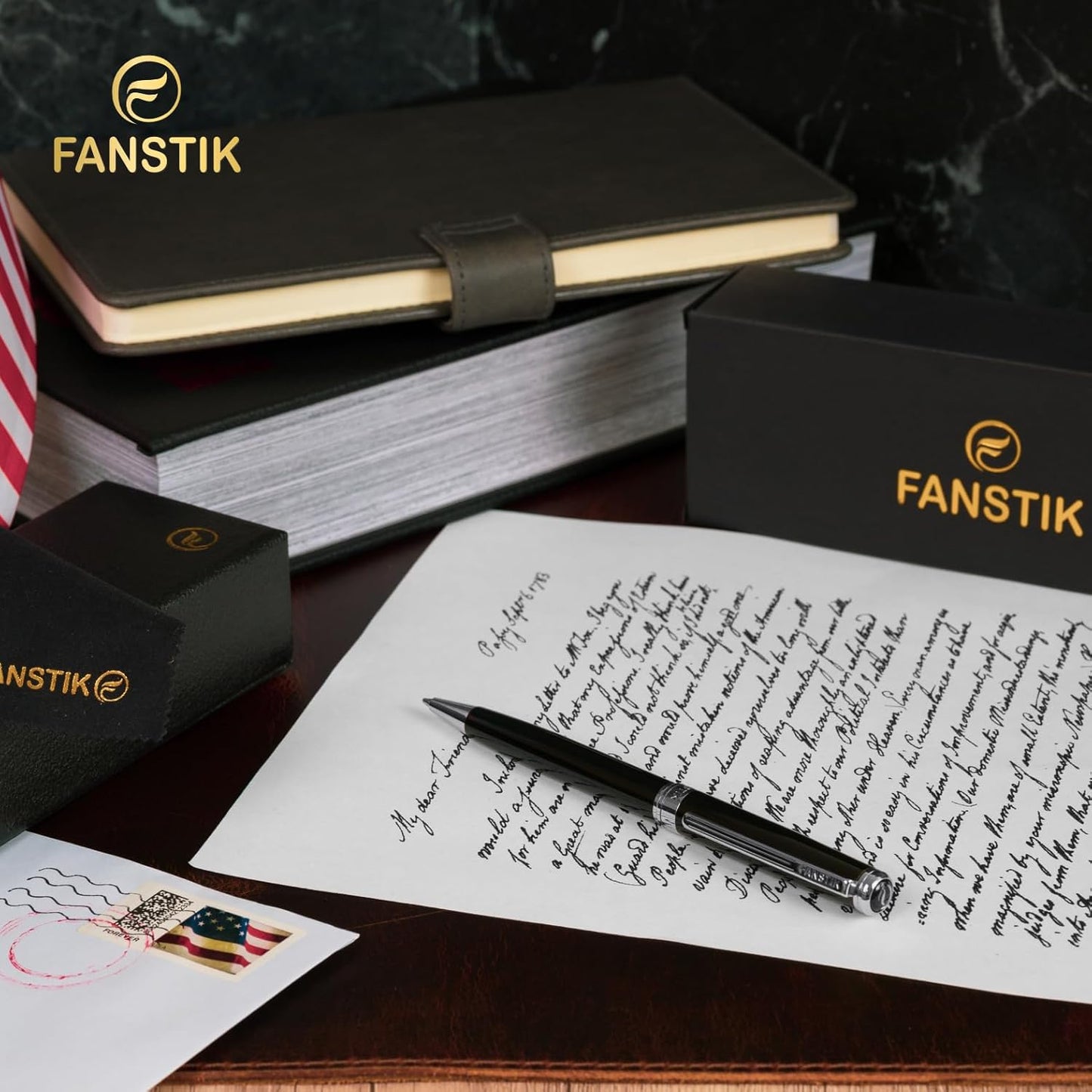 Black & Silver Luxury ballpoint Pen (Made In USA) fancy gift set for women, Real 24K Gold Plating, Professional executive pen gift set for men (Lux BallPoint Black-Silver)