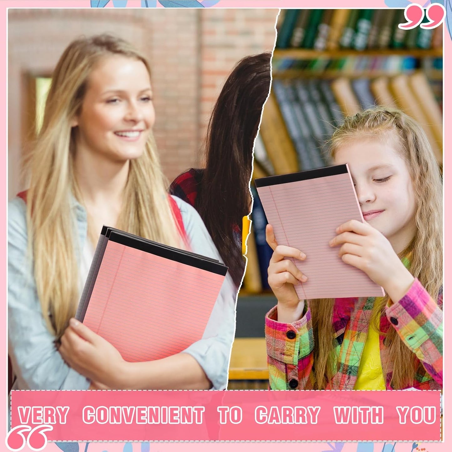 Fuutreo 8 Pcs 8.5'' x 11'' Colored Legal Pad Writing Pads Narrow Ruled 50 Sheets Per Notepad Perforated Writing Notepad Office Supplies for College Office Business (Sweet Color)