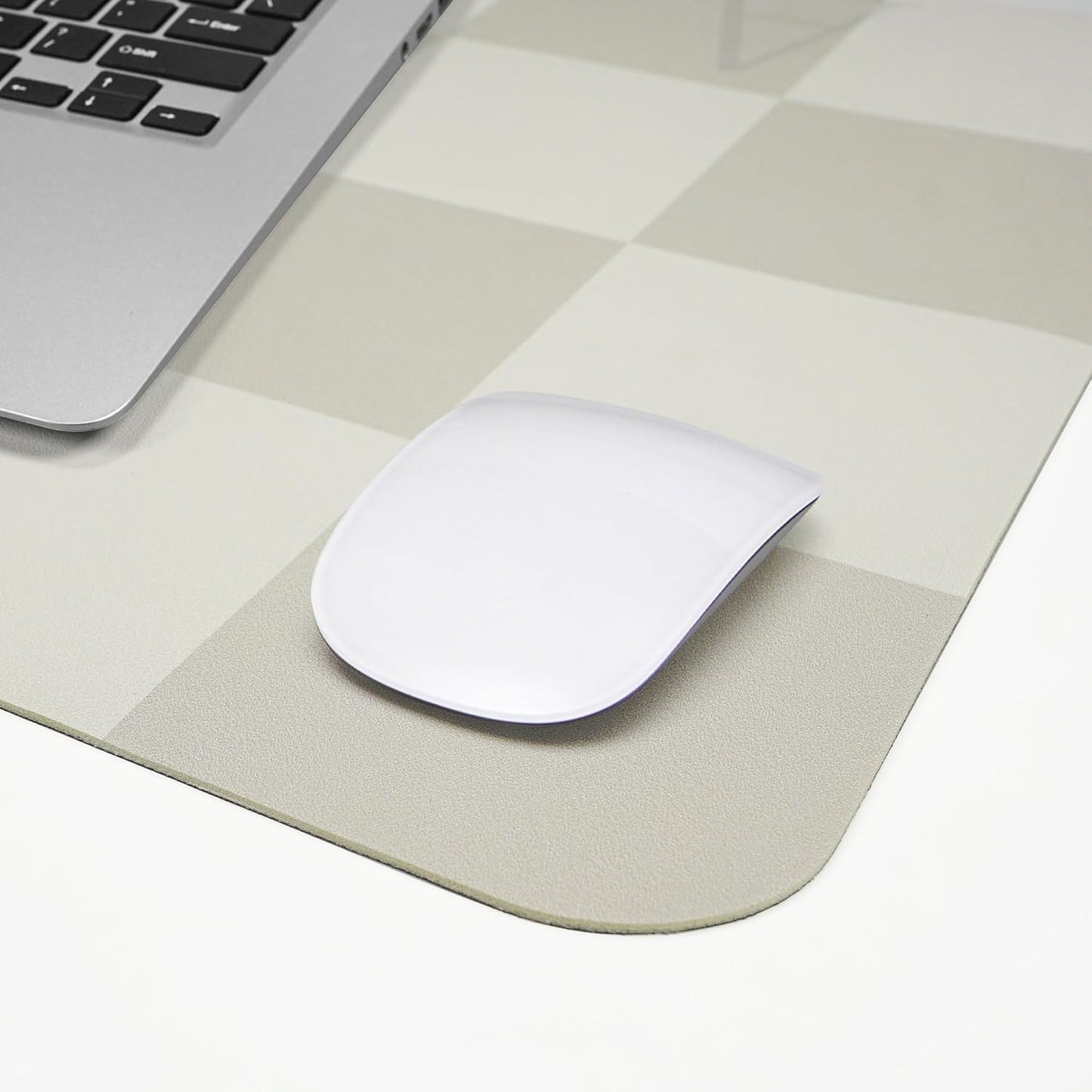 Non-Slip Desk mat, Leather Desk mat, Waterproof PU Leather Desk pad Protector, Large Mouse pad, Easy Clean Laptop Desk Writing Mat for Work/Home/Decor(31.5"x12", White Grey)