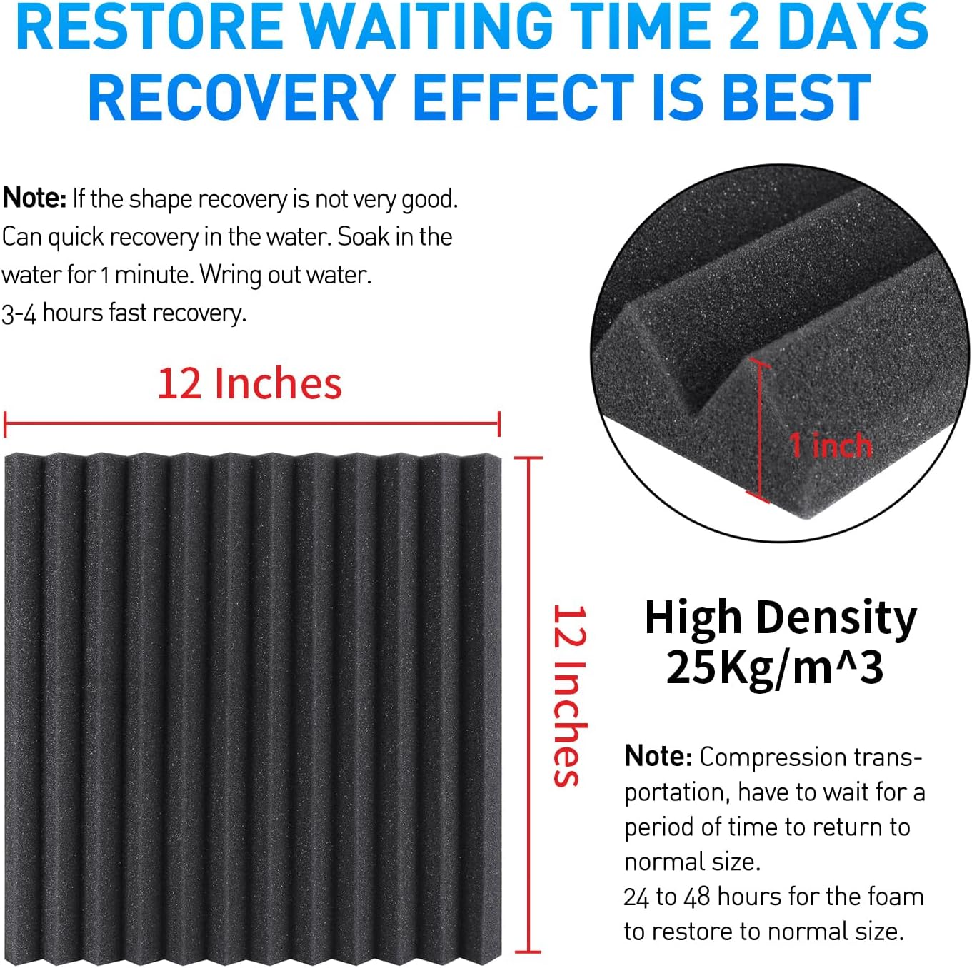 120 Pack Acoustic Foam Panels 1" x 12" x 12" Sound Proof Foam Panels Soundproofing Noise Cancelling Wedge Panels for Home Office Recoding Studio with 600 PCS Double-Side Adhesive