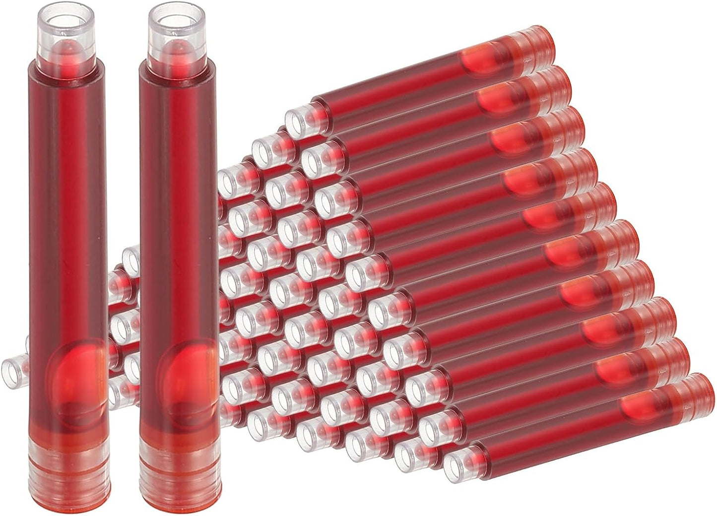 PATIKIL 60Pcs Fountain Pen Ink Cartridges, 3.4mm Bore Diameter Pen Ink Refill Standard International Refill Cartridges for Writing Business, Red