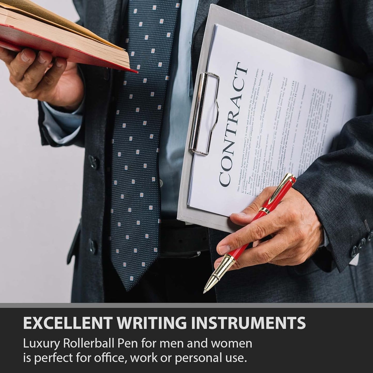 cheericome Luxury Rollerball Pen - Professional Pen, Executive Pen, Journal Pen, Perfect for Silky Smooth Writing, with Gift Box, Nice Pen for Men and Women, 2 Extra Premium Black Refills - Red