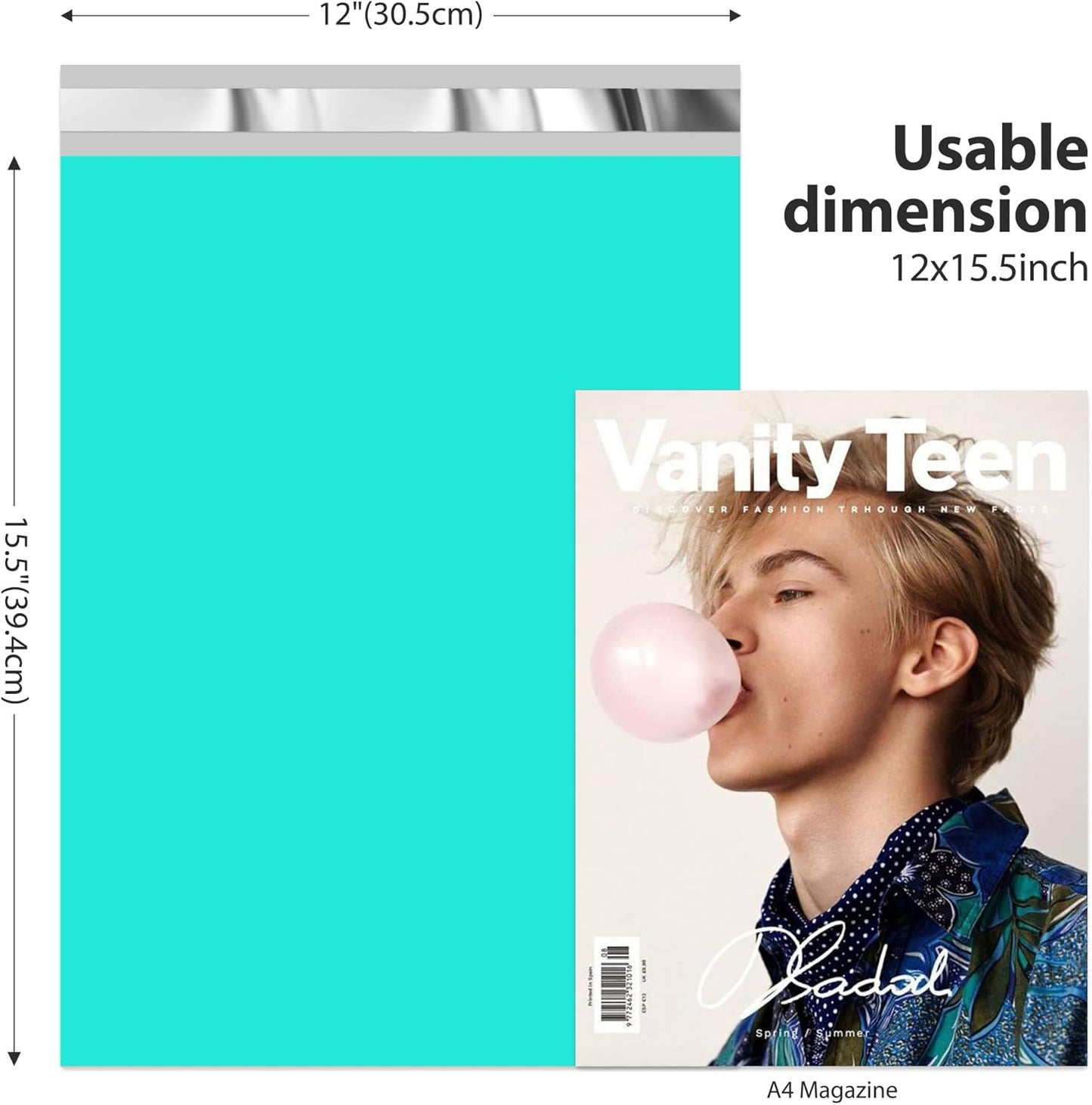 Fuxury 90000 Pcs 12x15.5" Poly Mailers Envelopes Shipping Bags for Clothing,Strong Adhesive Packaging Bag for Small Business Suppliers, Self Seal Mailing Poly Bags,Teal