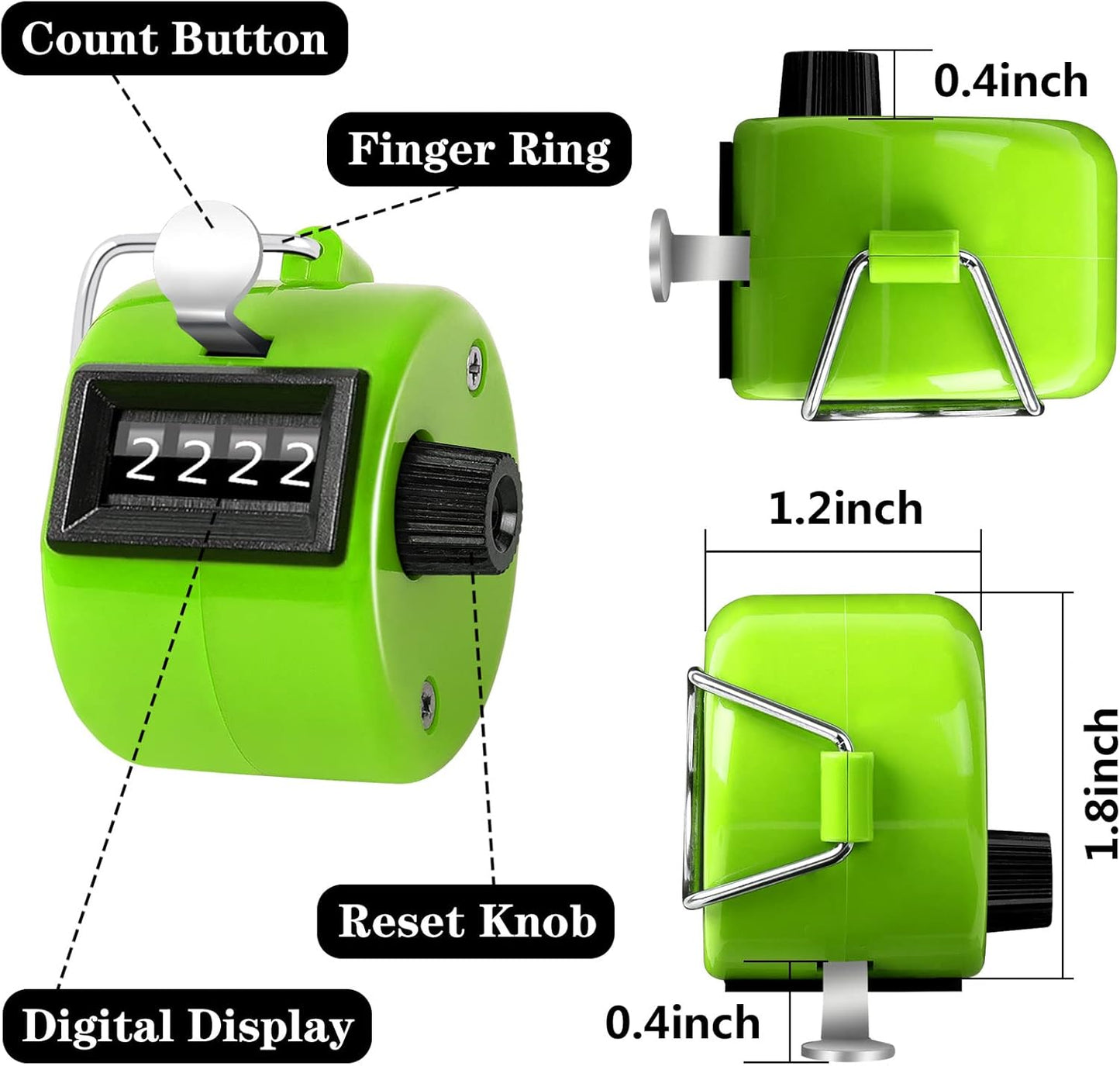 Handheld Mechanical Counter Clicker, 5 Pcs 4-Digital Number Tally Click Counter for School Event Golf Sports Office Stadium