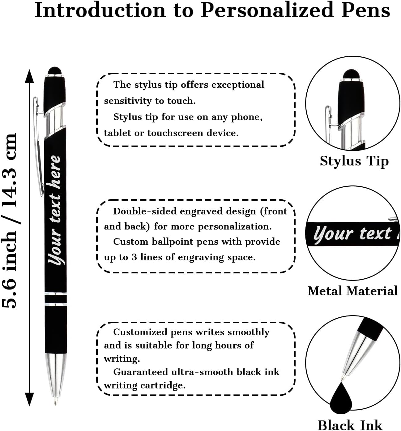 Personalized Pens with Name Logo or Message, Up to 1200 pcs Bulk Custom Metal Ballpoint Pen with Black Ink Customized Gift for Business, Graduation and Promotions (Dark Red)