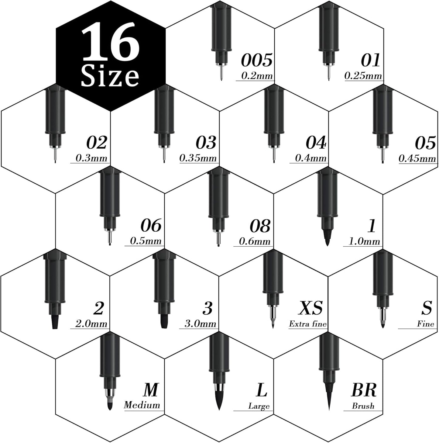 16 Pack Calligraphy Pens, Hand Lettering Pens, Brush Markers Black Ink for Beginners Writing, Lettering, Journaling, Art Drawing, Signature, Illustrations and Office School Supplies