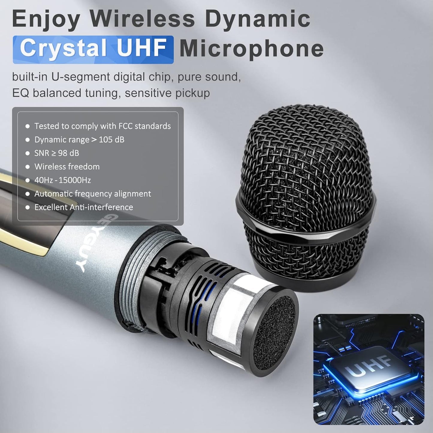 GTSK10-3 3-Way Portable Bluetooth PA Speaker with Wireless Microphones, 10" Subwoofer, Party Speaker with DJ Lights, USB/FM/TWS/Guitar Input, Rechargeable for Outdoor Events