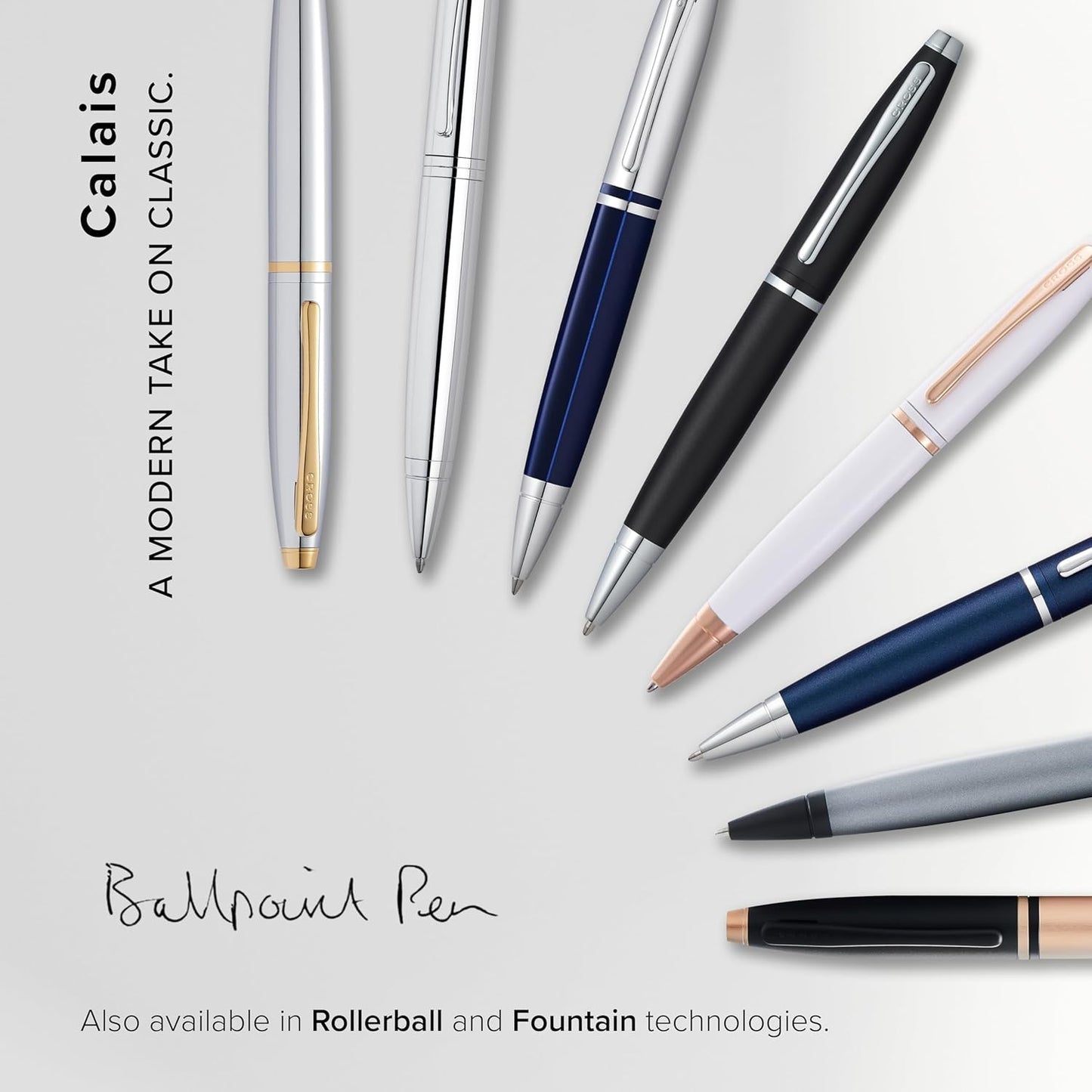 Cross Calais Refillable Ballpoint Pen Presented in a Luxury Gift Box - Medium Point, Black Ink, Brushed Rose Gold & Black