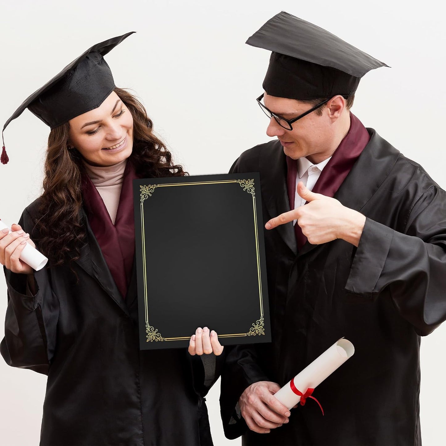 GNL Certificate Holders - 50 Packs Black Diploma Holders, Certificate Covers with Gold Foil Border, for Letter Size 8.5 x 11 Certificate Paper, Award, Graduation, Documents