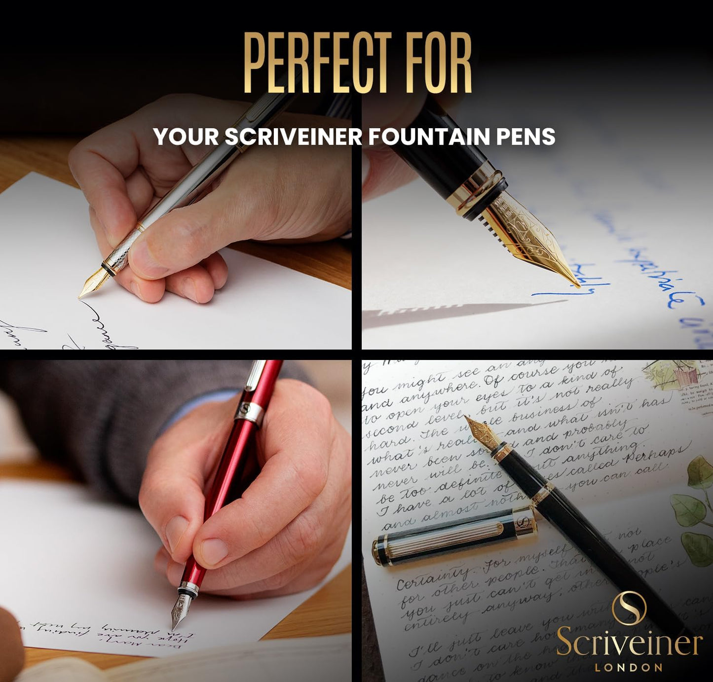 Scriveiner Fountain Pen Ink Cartridges - Black - 20 Standard International, Made in UK, The Best Cartridge for Your Scriveiner Pen, Refill Size Fits A Wide Range of Fountain Pens