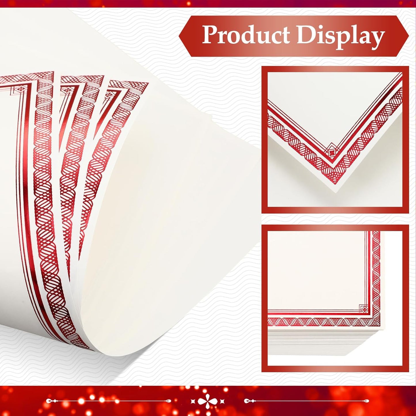 150 Sheets Foil Award Border Certificate Papers 8.5 x 11 for Printing Blank Customizable Awards Certificates for Graduation Diploma Achievement Scholarship Business Employee Document (Red)