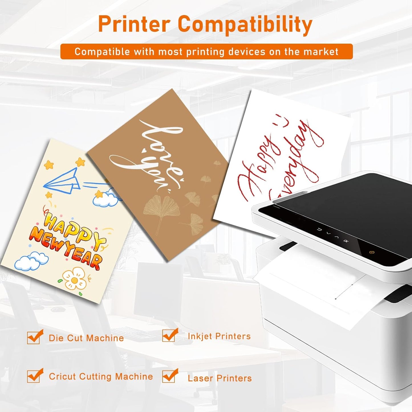 100 Sheets White Cardstock 8.5 x 11 Printer Paper, 92lb Heavyweight Crafting Paper Card Stock for Wedding, School, Memus, Making Cards, Business Cards, Invitations, Certificate