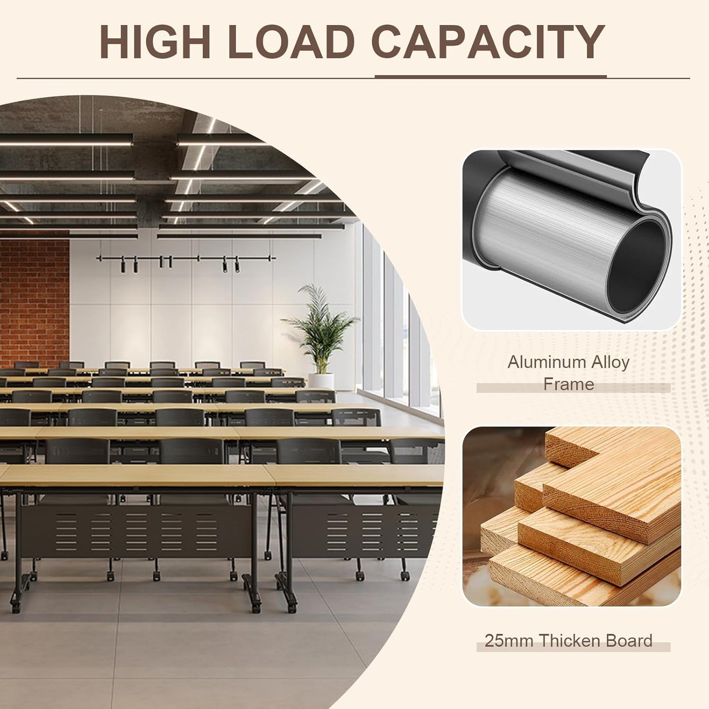 Folding Conference Room Table, Modern Conference Tables with Wheels, Large Rectangular Mobile Training Tables for Office Classroom, Foldable Modular Boardroom Seminar Table Maple (4pack L70.9in)