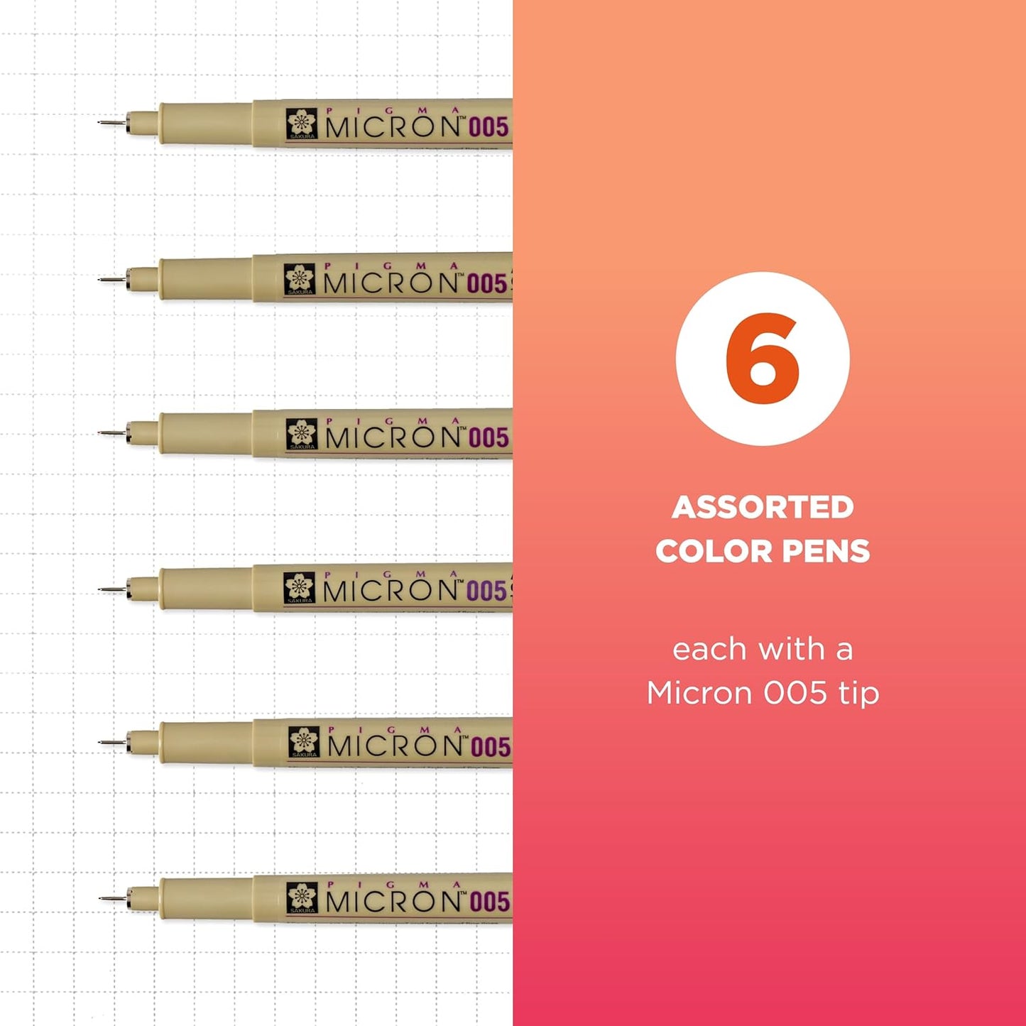 SAKURA Pigma 30064 Micron Blister Card Ink Pen Set, Colors may vary, 2-mm