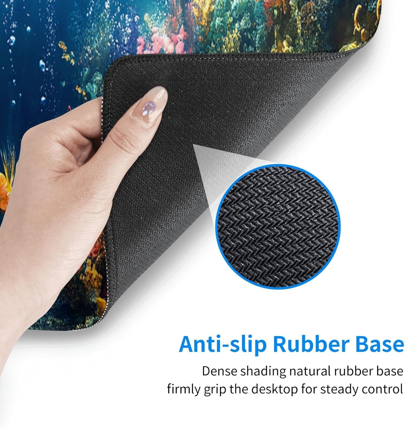 Underwater Mouse Pad 31.5 X 11.8 Inch Big Desk Rubber Base Stitched Edges Keyboard Pad XXL Mouse Mat for Home Game and Office