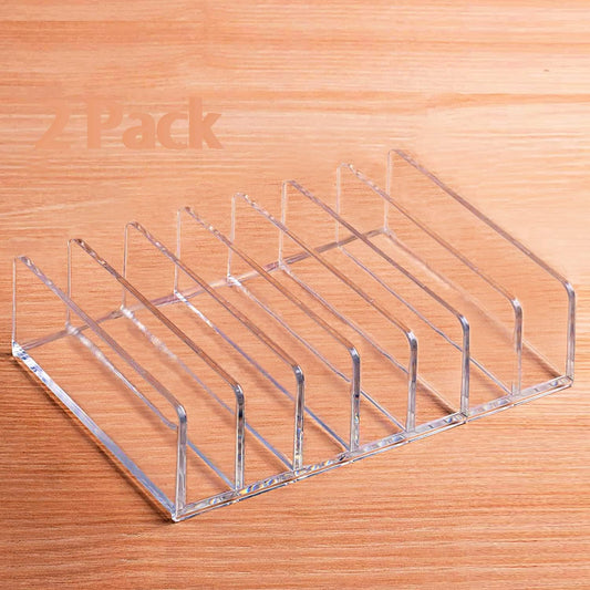 Acrylic Mail Holder 2 Pack, 7 Slots Clear Desk Organizer for Sorting Mail, Clear Bill Money Organizer for Envelope, Card and Makeup, Cash Tray for Cash Stuffing, Use in Home and Office