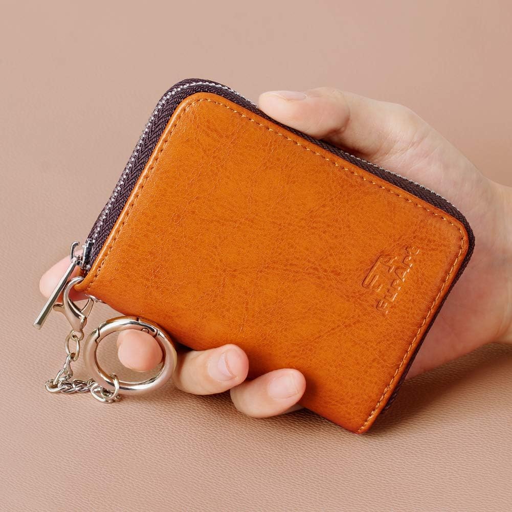 FurArt Zipper Wallet Women, RFID Blocking Credit Card Wallet, Business Card Holder, Compact Size KeyChain Wallet