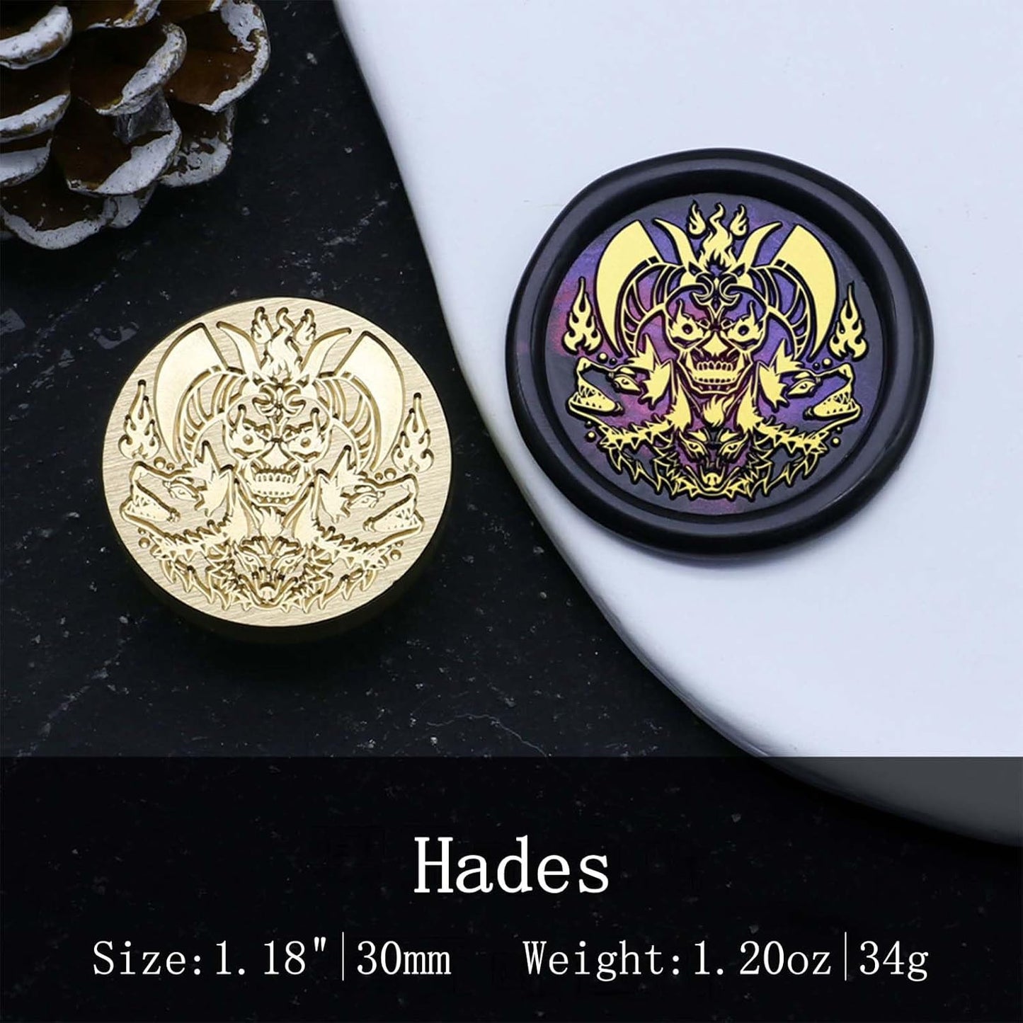 Hades Wax Seal Stamp - 1.18 inch/30mm Removable Brass Stamp Head, Vintage Mythological Sealed Stamp with Handle for Envelopes Letters Handicraft DIY and Creative Gifts