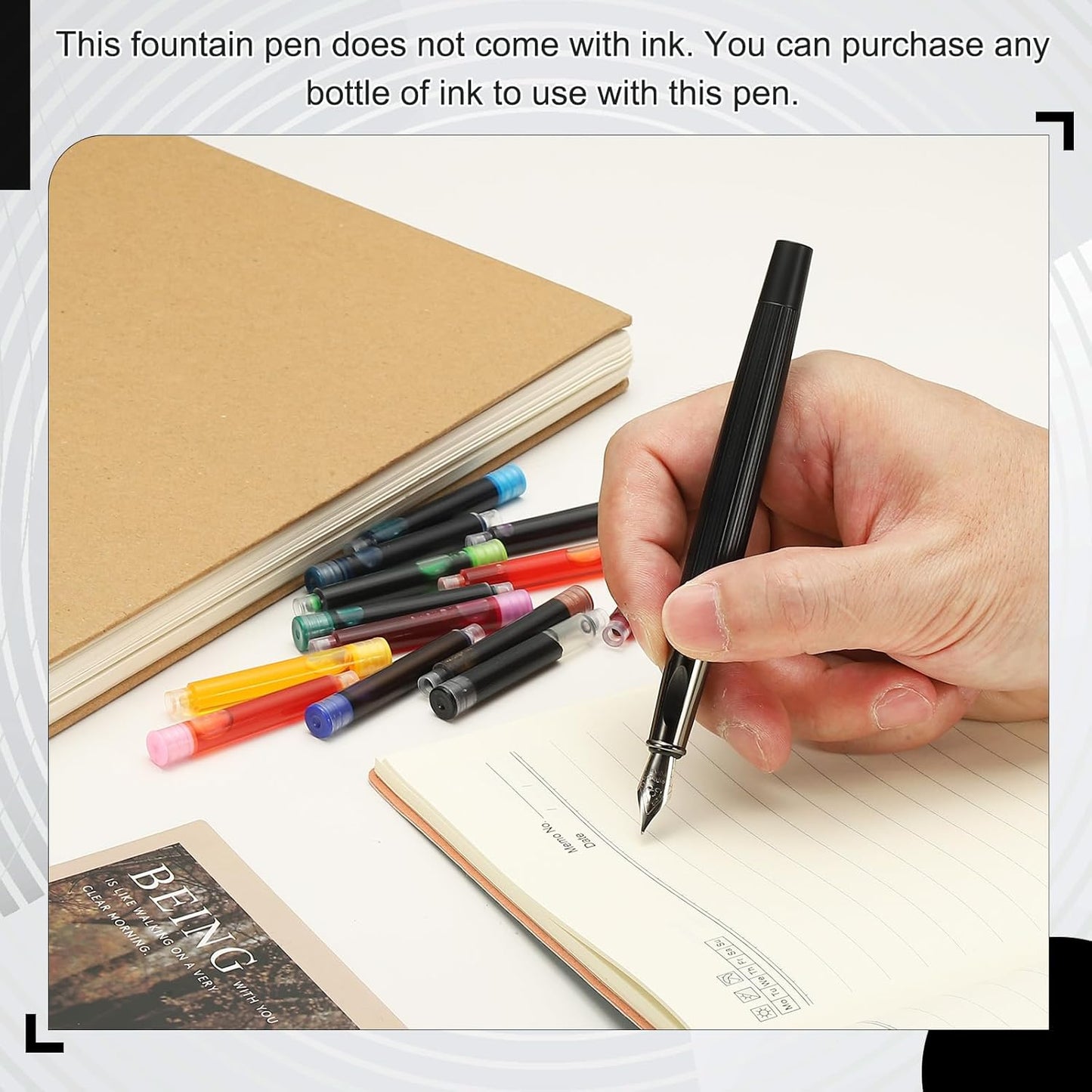 PATIKIL 60Pcs Fountain Pen Ink Cartridges, 3.4mm Bore Diameter Pen Ink Refill Standard International Refill Cartridges for Writing Business, Light Green