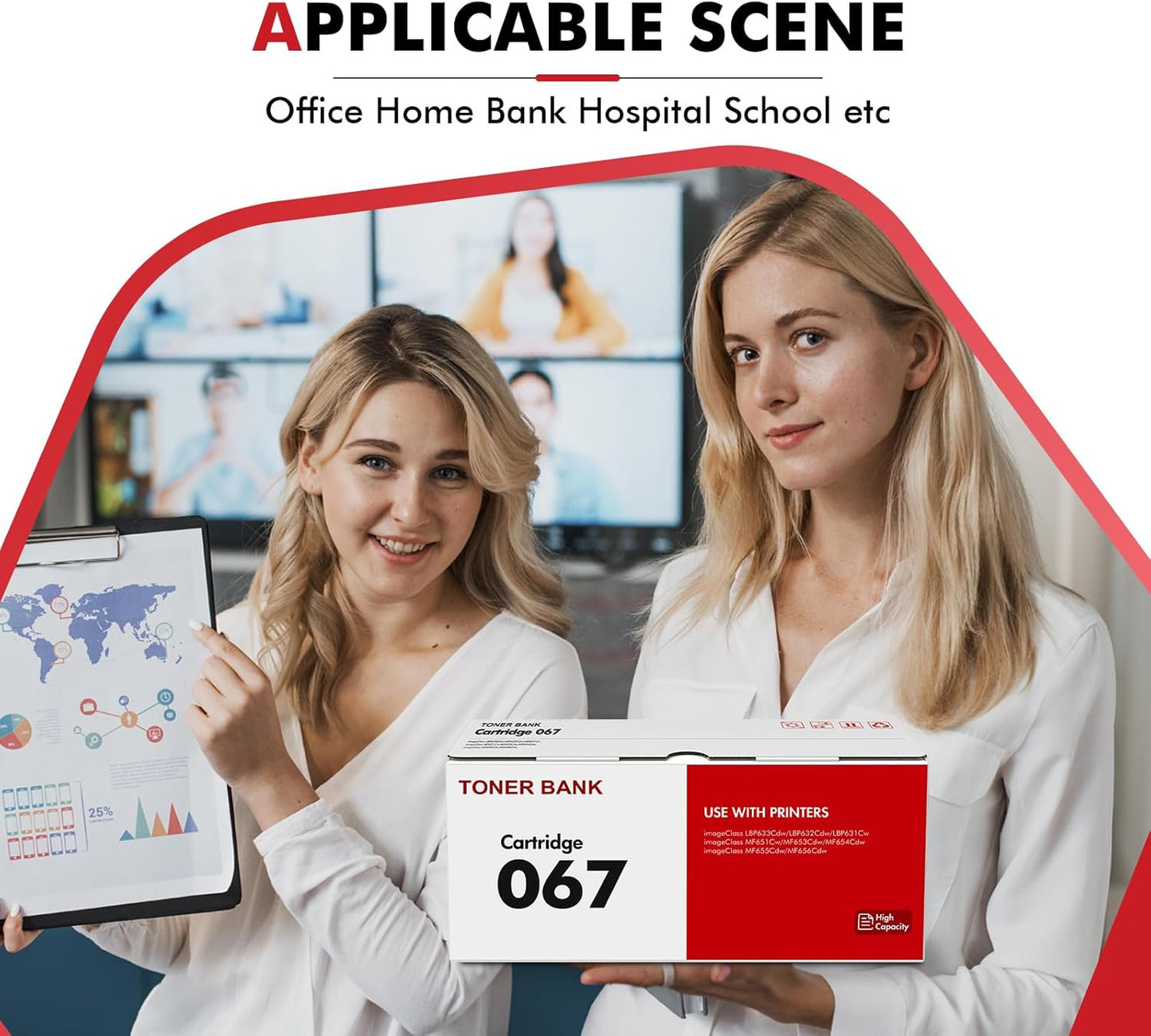067 067H Toner Cartridge Set MF654Cdw MF656Cdw Compatible Replacement for Canon 067 067H Color ImageCLASS LBP632Cdw LBP633Cdw MF653Cdw Printer 4 Pack High Yield Ink (Black Cyan Yellow Magenta)
