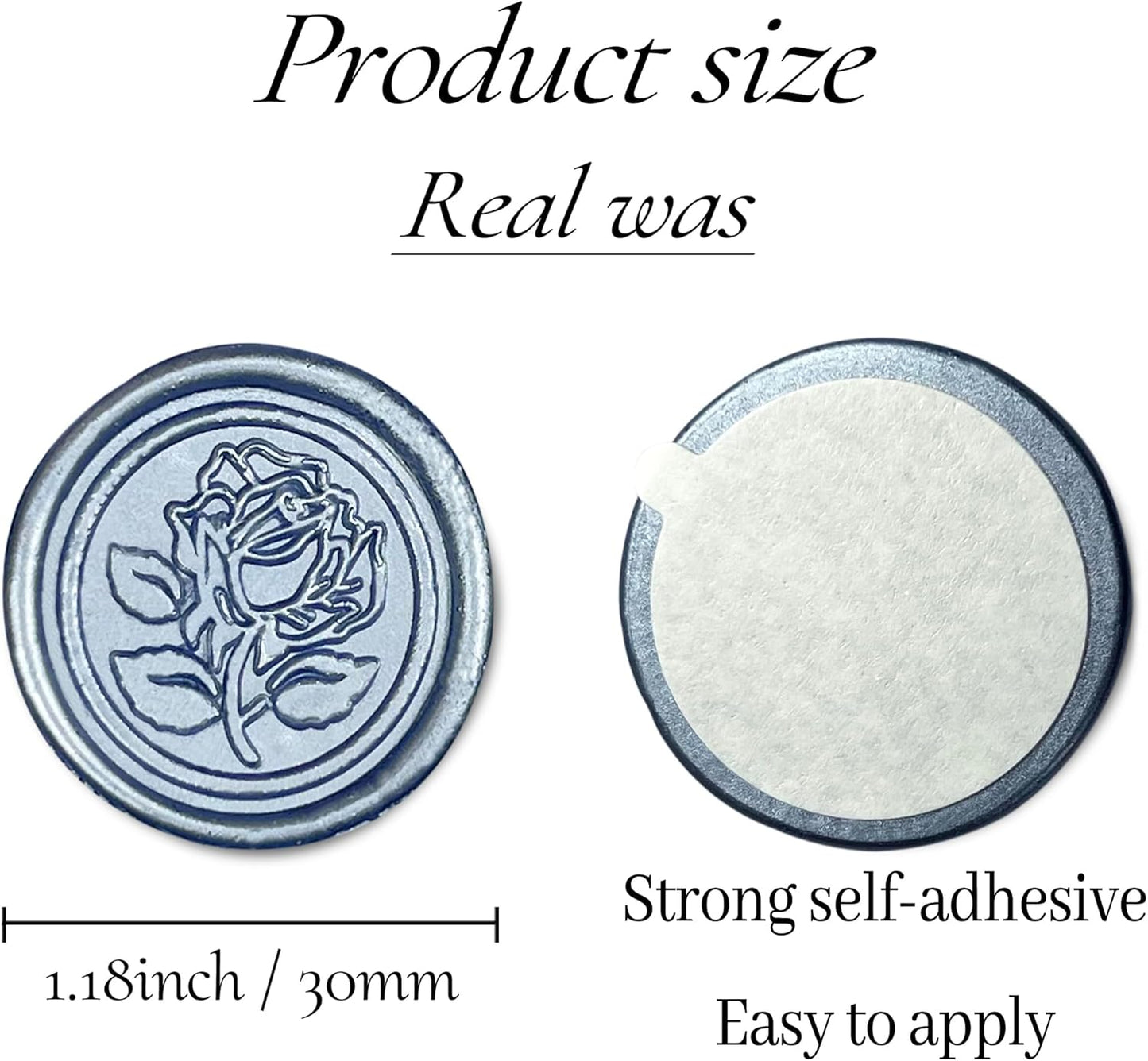 100Pcs Wax Seal Stickers Handmade Envelope Seals Self Adhesive Wax Stickers for Wedding Party Invitations, Envelope, Gift Wrap, Christmas(Rose Style, Gray Blue)