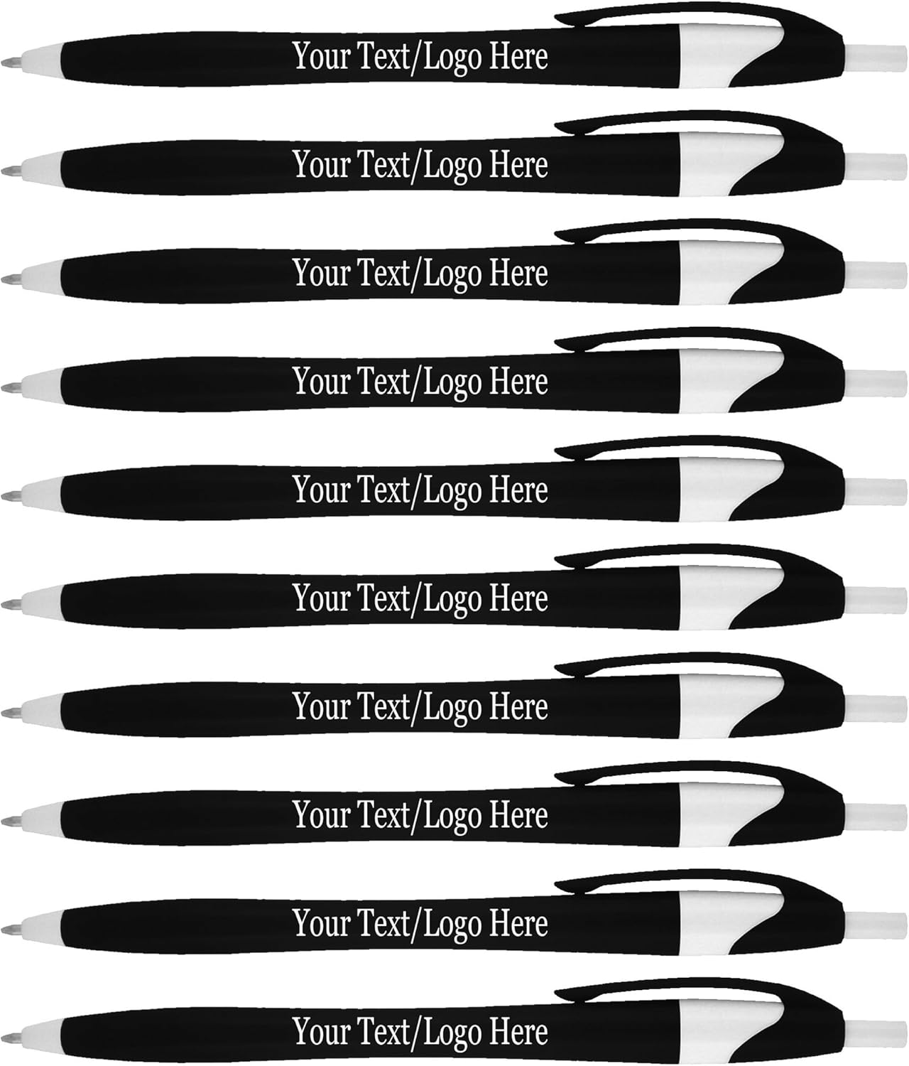 SyPen Personalized Pens With your Custom Logo or Text-500 Pack Bulk-for Businesses, Parties, and Events, Custom Printed Slim Ballpoint Click Pens, Black Barrel Color, Black Ink