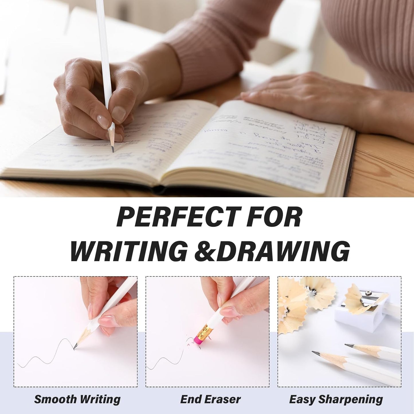 TecUnite 120 Pcs #2 HB Pencils with Eraser No 2 Unsharpened Wooden Hexagonal Pencils for Adults Gifts for School Exam art Learning Office Sketching(Morandi Boho Colors)